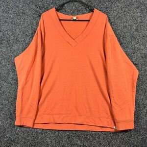 Orvis Classic Collection Mens XXL Orange V-Neck Fleece Sweatshirt 1720418